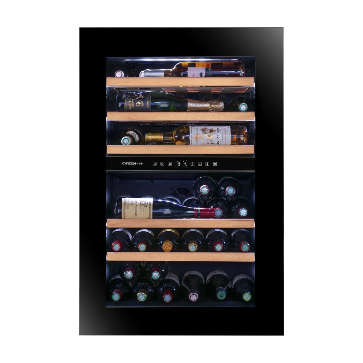 Vinoteca integrable Avintage AVI88PLATINUM, 44 botellas y 2 zonas