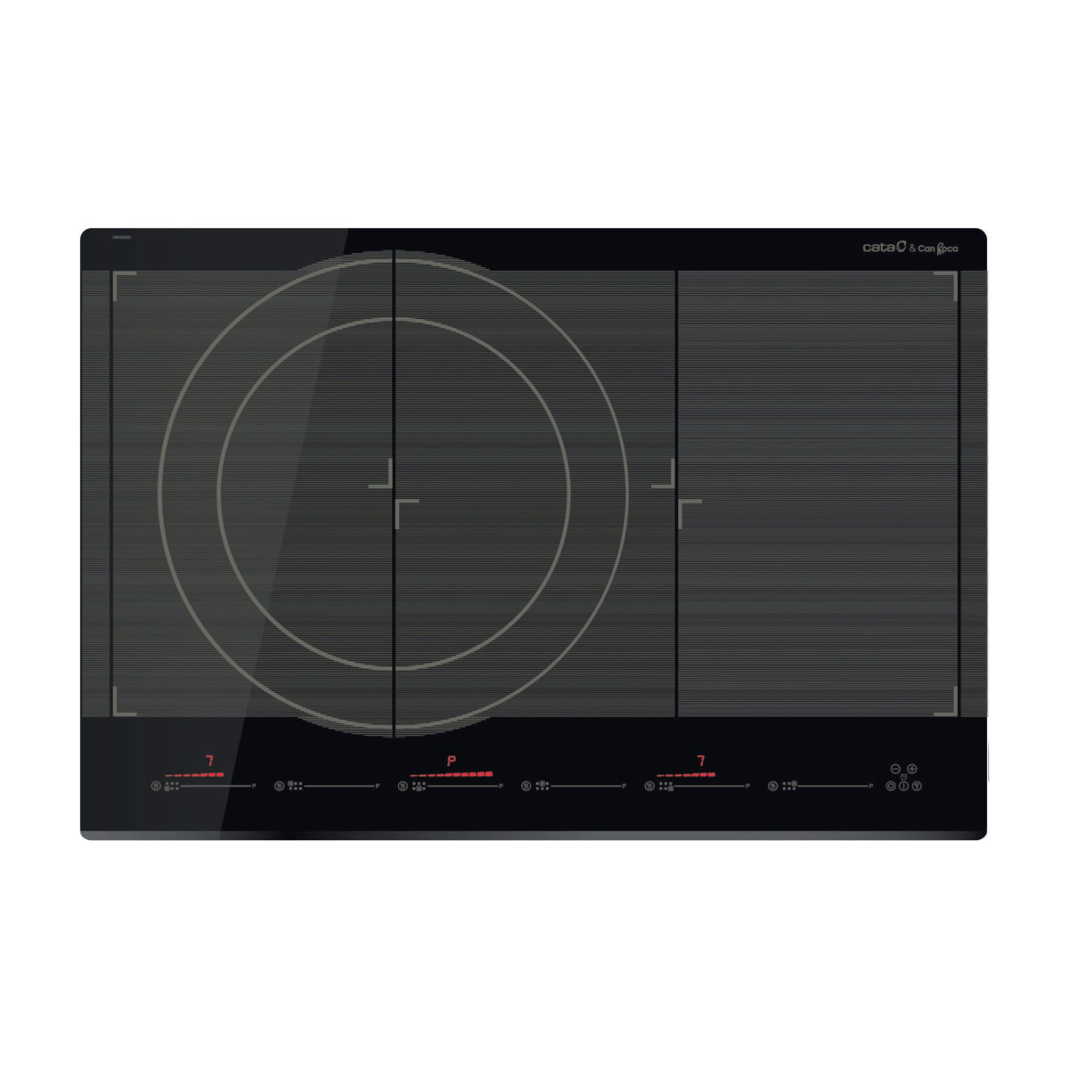 CATA GIGA 750 BK 77 cm black induction hob, viewed from above