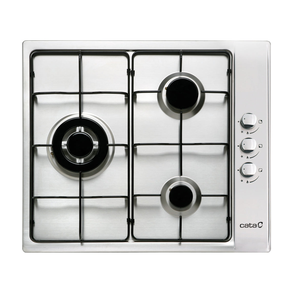 Placa de gas Cata GI 6021 X de 3 quemadores, inox de 58 cm